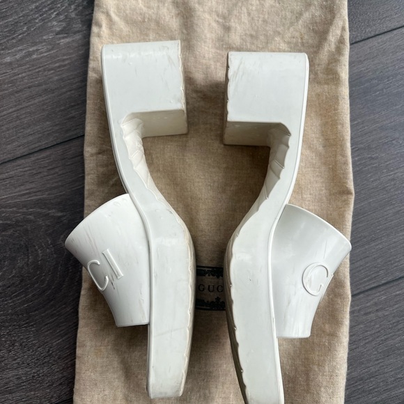 GUCCI Off-White Rubber Slide Heeled Sandals 36 - Picture 6 of 10